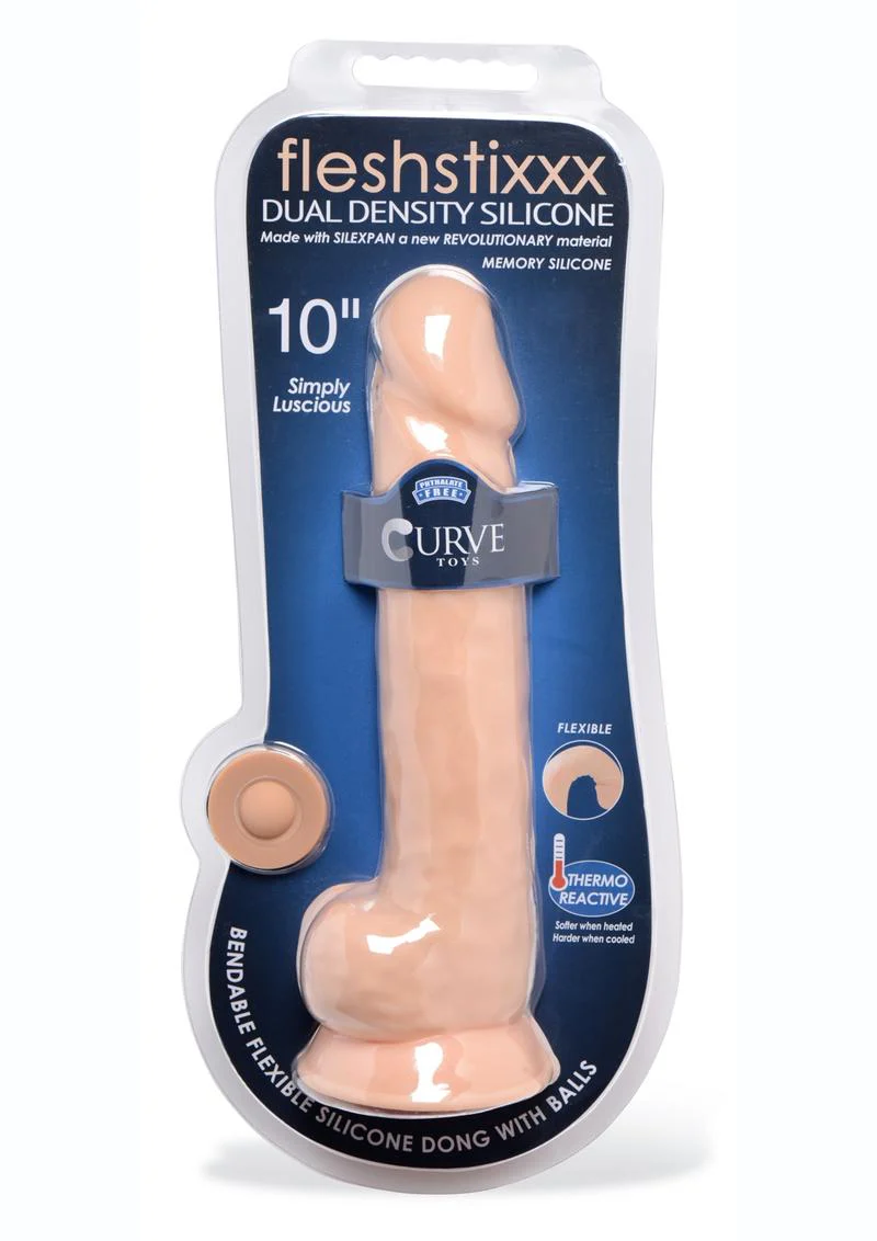Fleshstixxx Dual Density Silicone Bendable Dong with Balls - Image 10