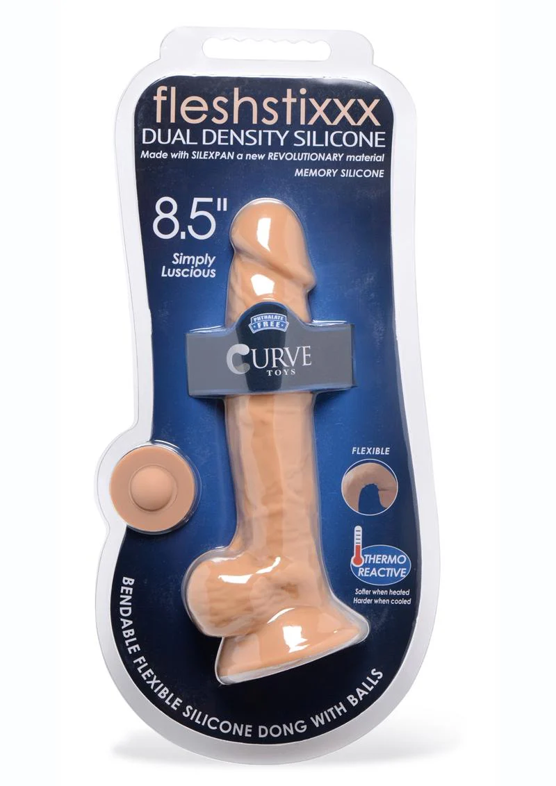 Fleshstixxx Dual Density Silicone Bendable Dong with Balls - Image 19