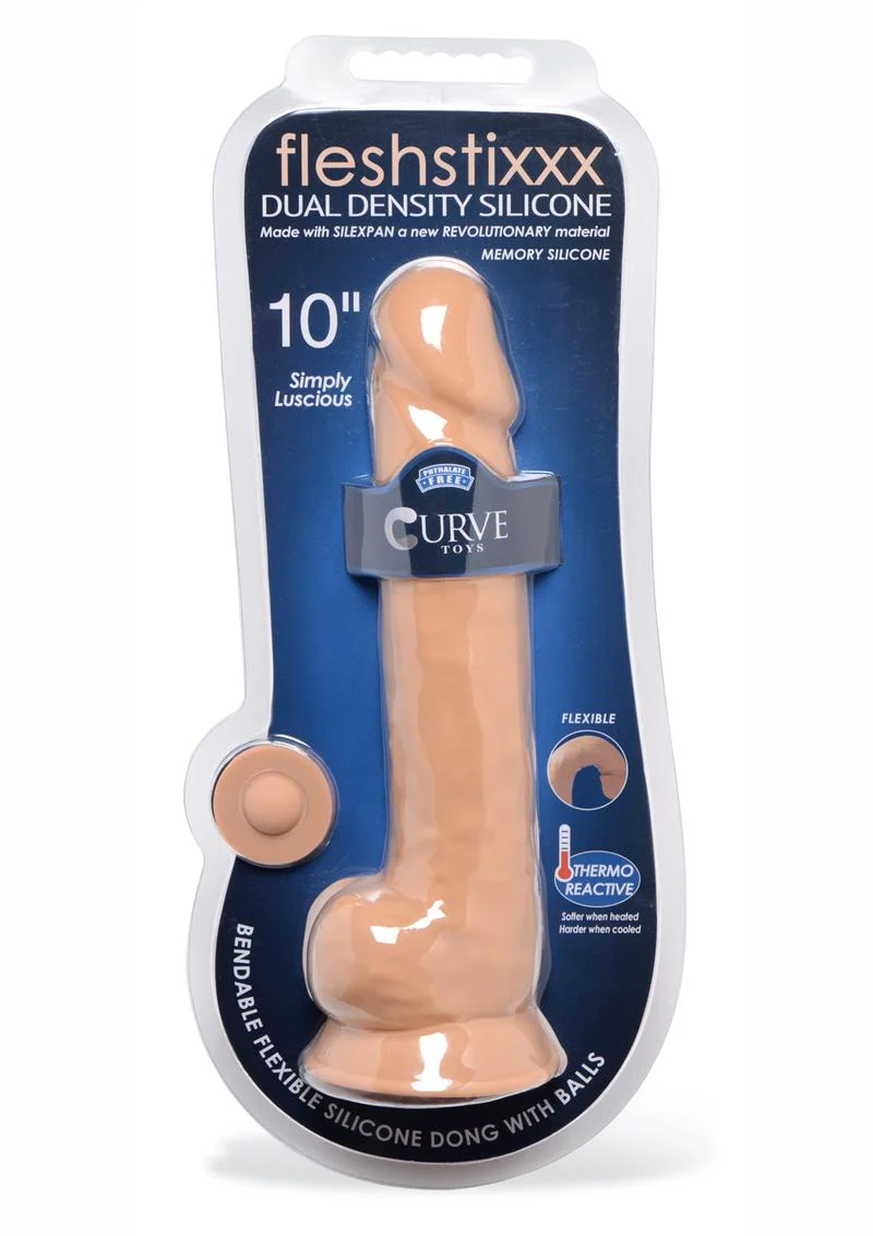 Fleshstixxx Dual Density Silicone Bendable Dong with Balls - Image 2
