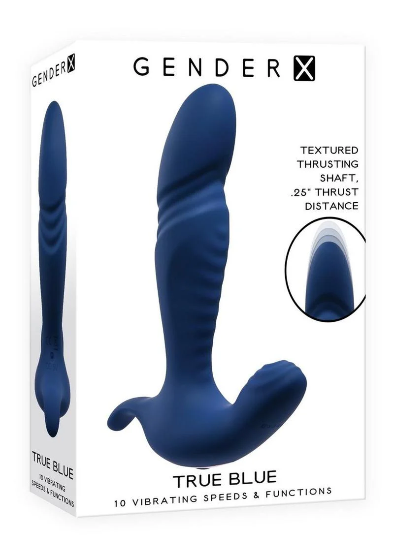 Gender X True Blue Rechargeable Silicone Thrusting Anal Vibrator - Image 2