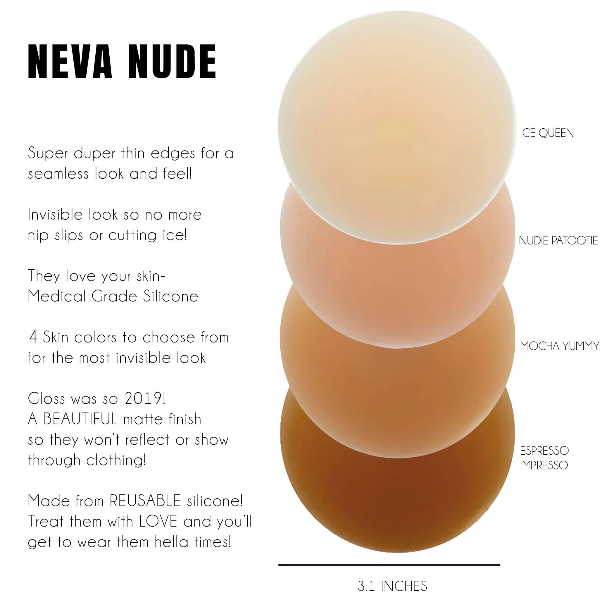 Ice Queen Nude Skin INVISIBLE REUSABLE Silicone Nipple Cover Pasties - Image 3