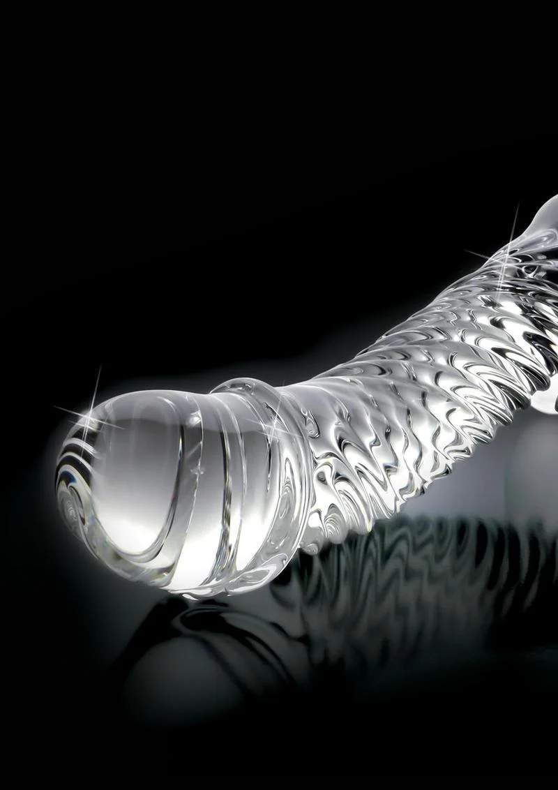 Icicles No. 61 Textured Glass G-Spot Dildo with Balls - Image 3