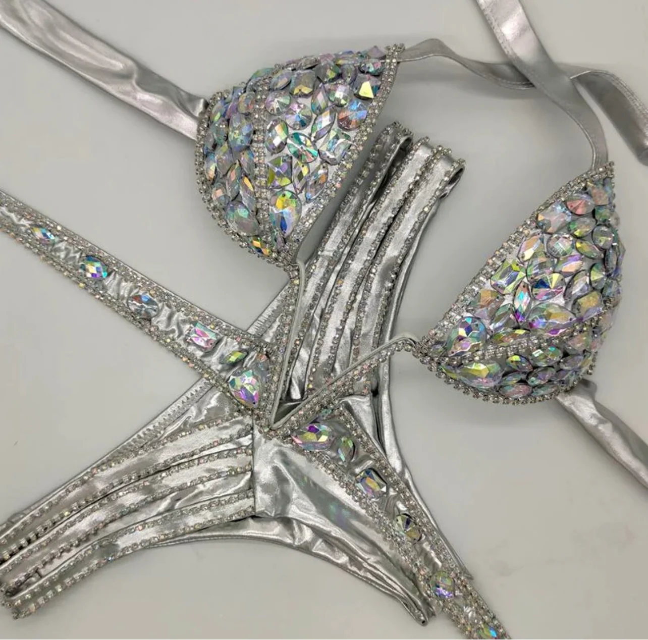 Jeweled Bling Silver Bikini - Image 2
