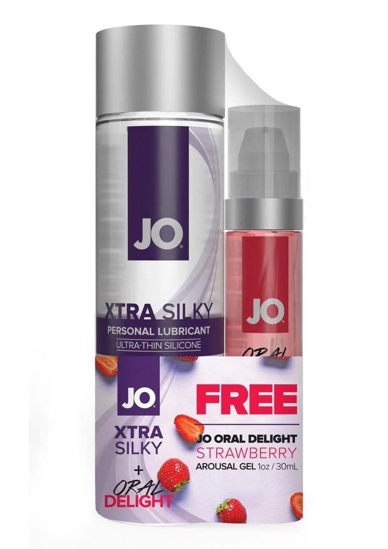 JO Gift with Purchase Xtra Silky Lubricant 4oz and Oral Delight Strawberry