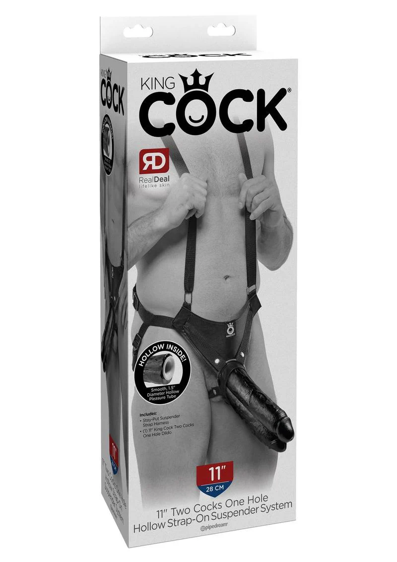 King Cock Two Dildos One Hole Hollow Strap-On Suspender System - Image 2