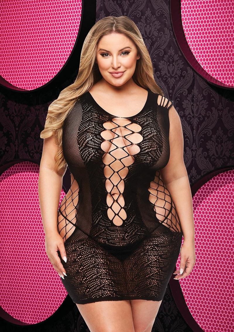 Lace and Fishnet Halter Dress - Image 7