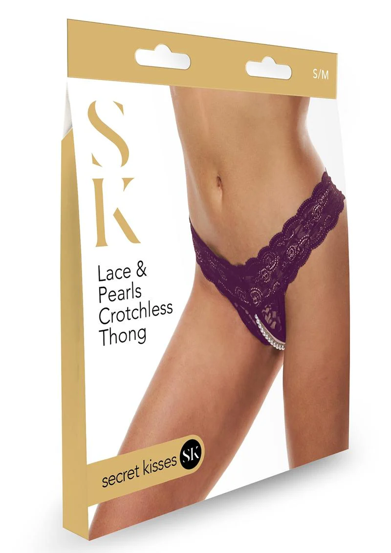 Lace and Pearls Crotchless Thong - Image 2