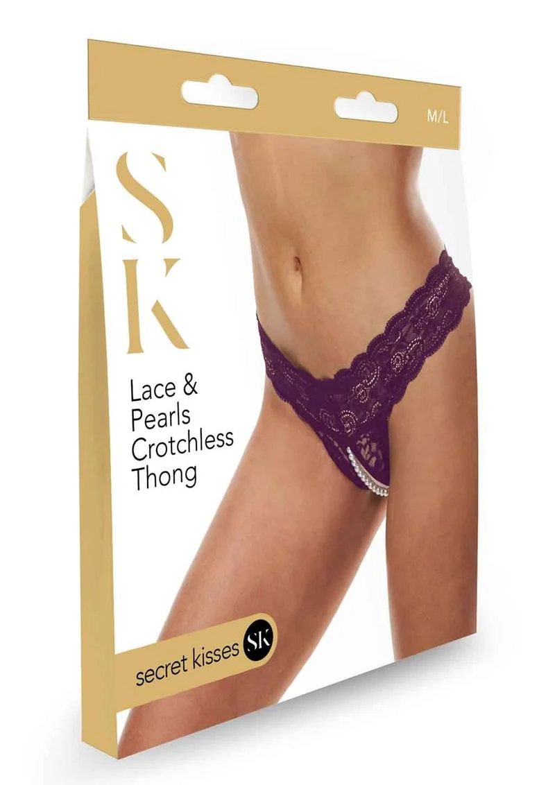 Lace and Pearls Crotchless Thong - Image 6