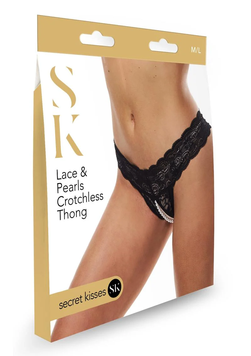 Lace and Pearls Crotchless Thong - Image 8