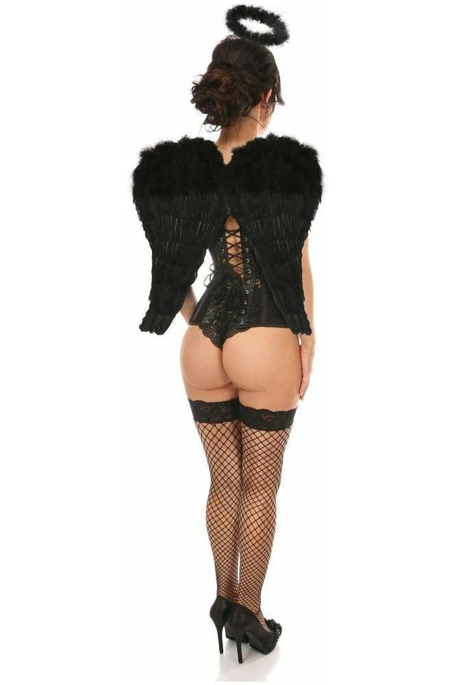 Lavish 3-Piece Dark Angel Corset Costume with Wings & Halo alluringly Daring - Image 2