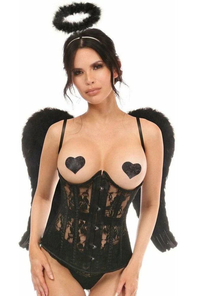 Lavish 3-Piece Dark Angel Corset Costume with Wings & Halo alluringly Daring - Image 3