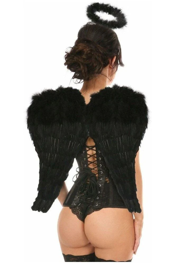 Lavish 3-Piece Dark Angel Corset Costume with Wings & Halo alluringly Daring - Image 4