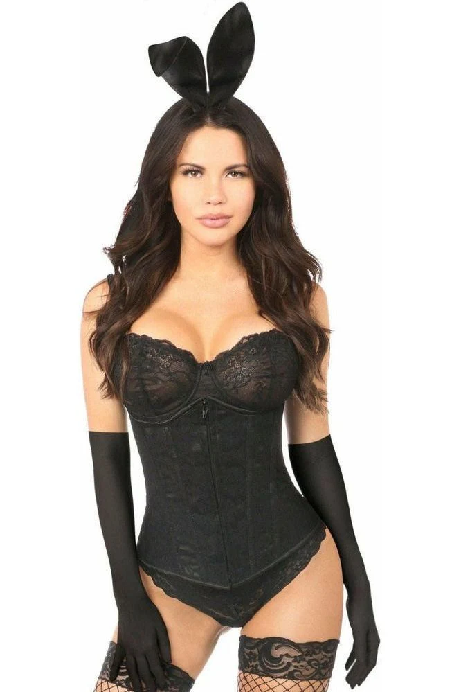 Lavish 4-Piece Lace Bunny Corset Costume Set - Playful Halloween Outfit - Image 3