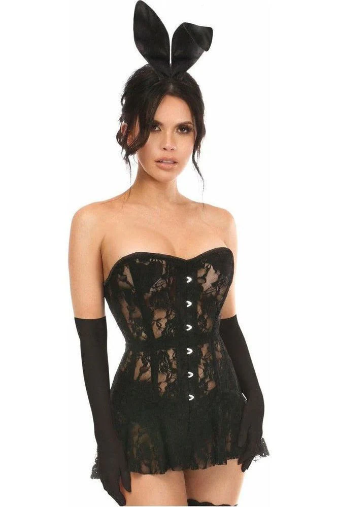 Lavish Black Bunny Costume Set: Corset Dress, Ears, Gloves, Tail, 4-Piece - Image 3