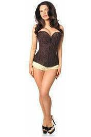 Lavish Dark Brown Lace Overbust Corset w/Zipper - Image 3