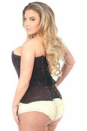 Lavish Dark Brown Lace Overbust Corset w/Zipper - Image 6