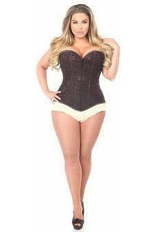 Lavish Dark Brown Lace Overbust Corset w/Zipper - Image 7