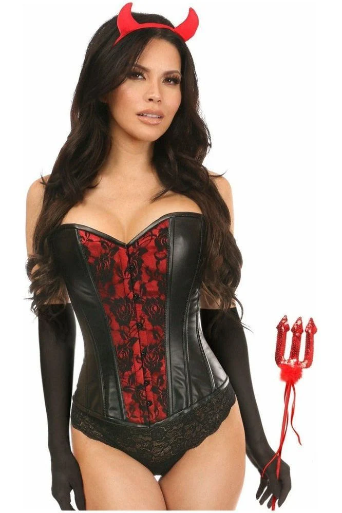Lavish Gothic Devil 4-Piece Corset Costume Set for Women's Halloween Roleplay - Image 3