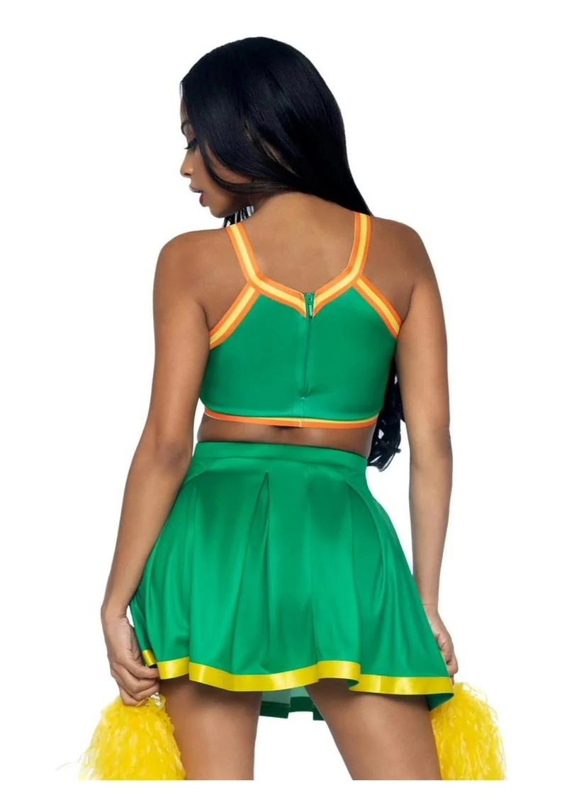 Leg Avenue Bring It Baddie Set Top with Cheer Logo, Pleated Skirt and Pom Pom - Image 2