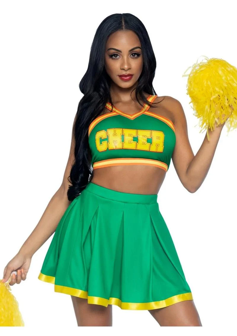 Leg Avenue Bring It Baddie Set Top with Cheer Logo, Pleated Skirt and Pom Pom - Image 5