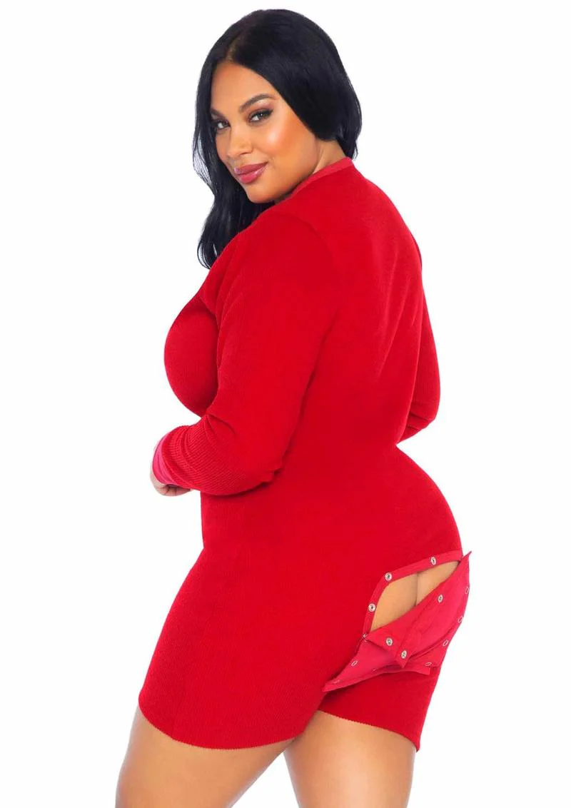 Leg Avenue Brushed Rib Romper Long Johns with Cheeky Snap Closure Back Flap - Image 15