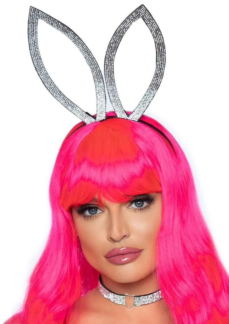 Leg Avenue Faux Rhinestone Bunny Ear Headband/Heart Choker