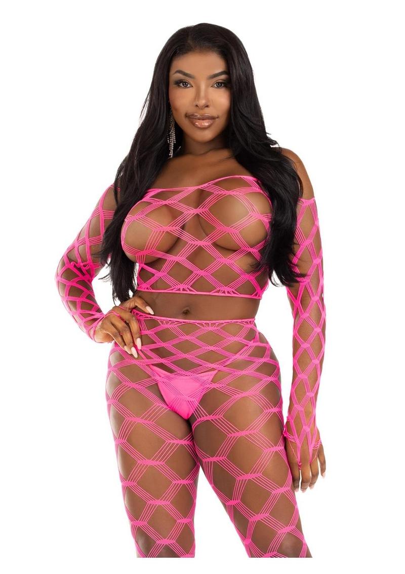 Leg Avenue Hardcore Net Crop Top and Footless Tights - Image 9