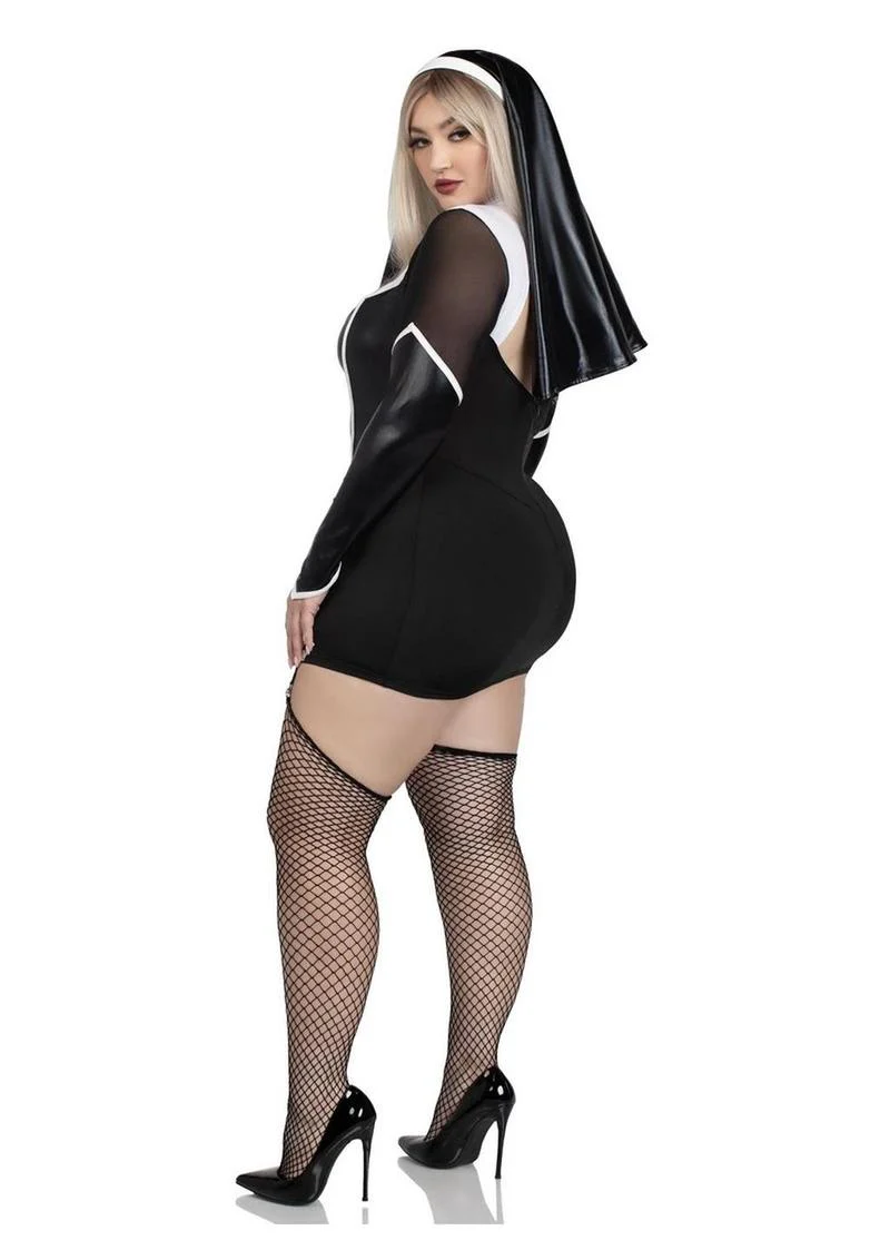 Leg Avenue Holy Hottie Set Boned Garter Dress with Cross Accents and Nun Habit - Image 10