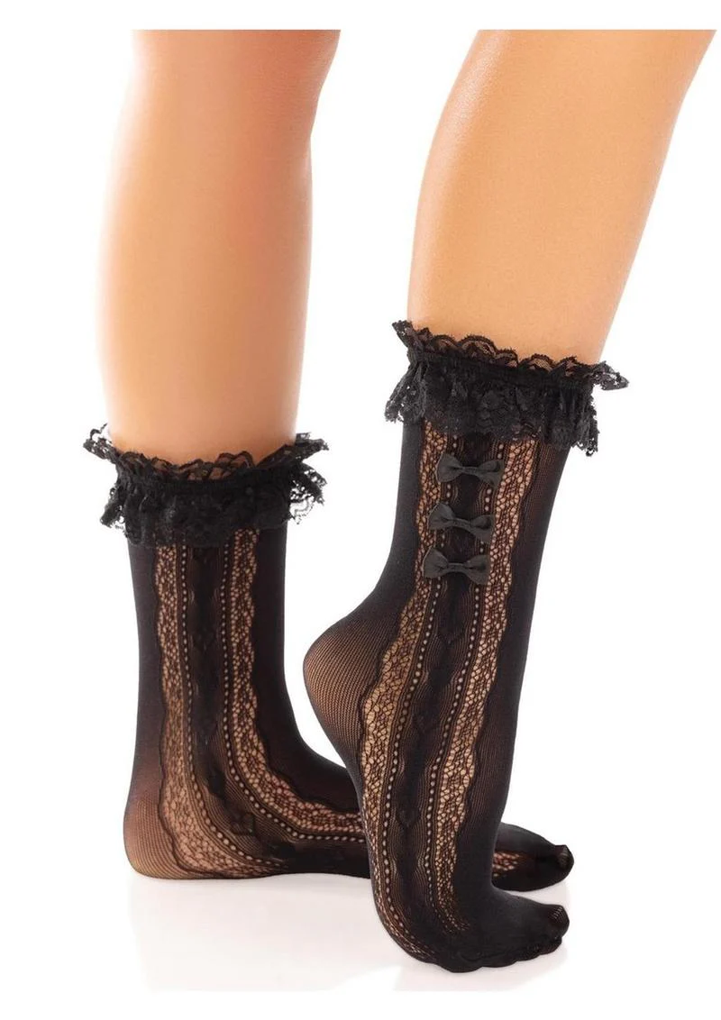 Leg Avenue Lace Ruffle Nylon Anklet with Mini Bow and Heart Accents - Image 7