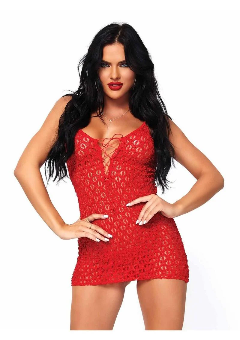 Leg Avenue Mini Dress with Lace Up Front and G-String - Image 3