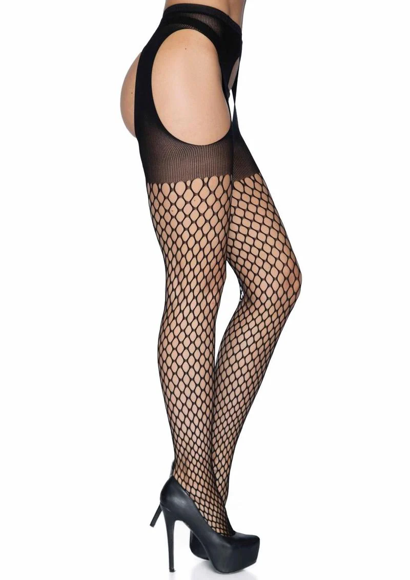 Leg Avenue Oval Net Suspender Hose with Opaque Top - Image 7