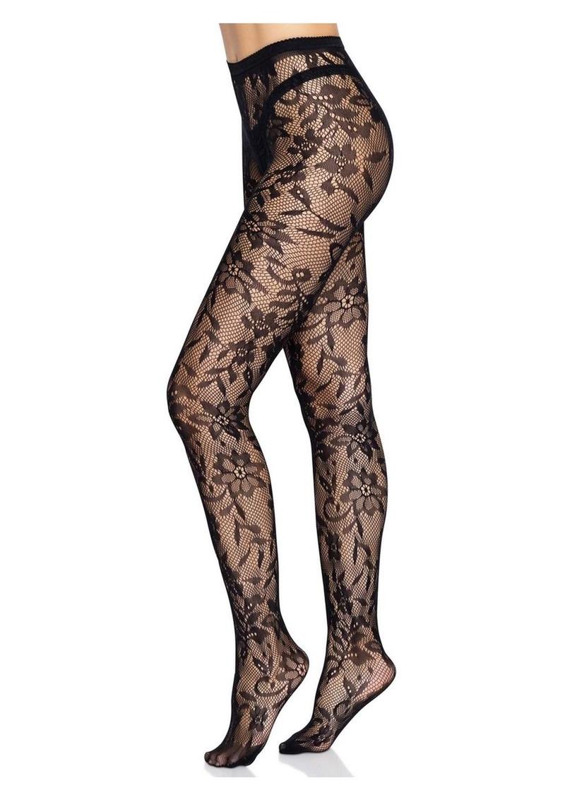 Leg Avenue Seamless Chantilly Floral Lace Tights - Image 3