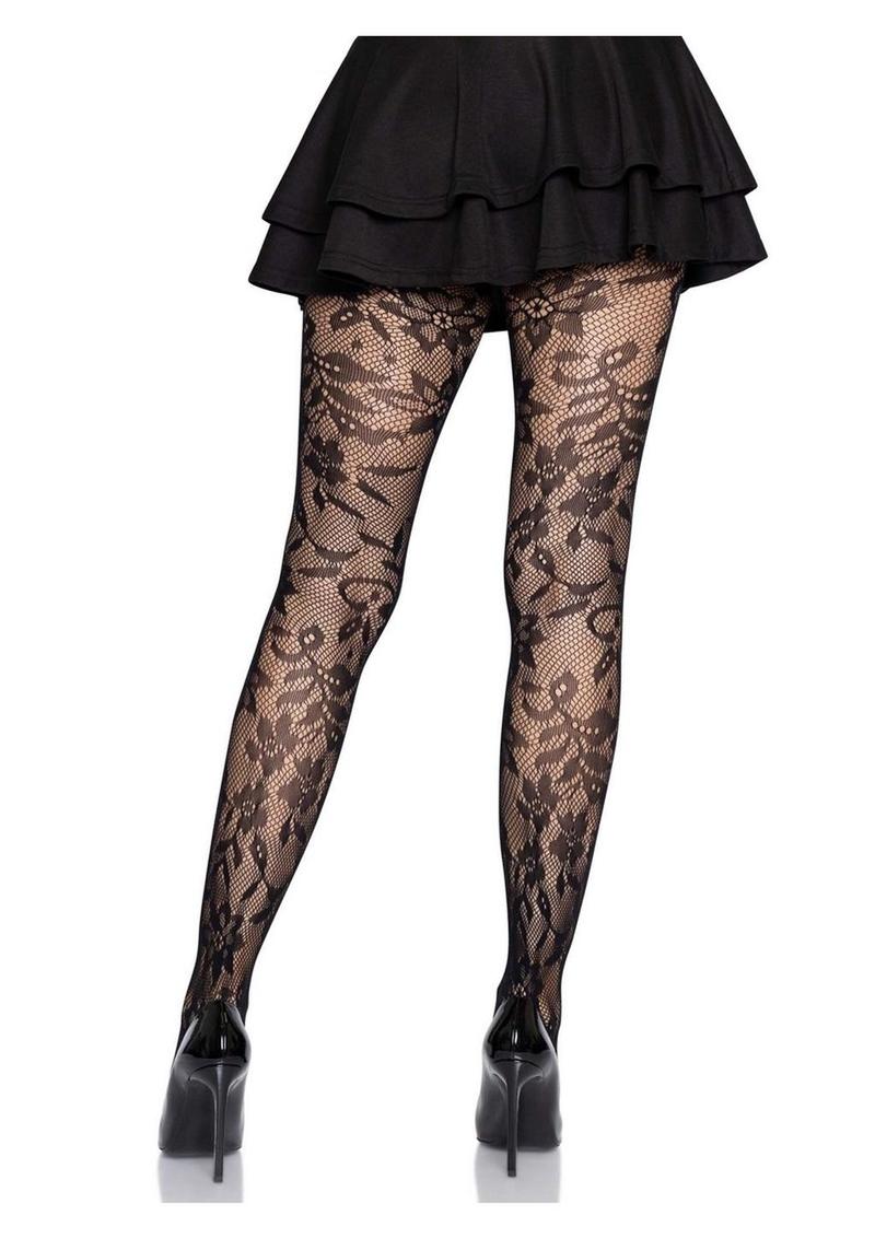 Leg Avenue Seamless Chantilly Floral Lace Tights - Image 4