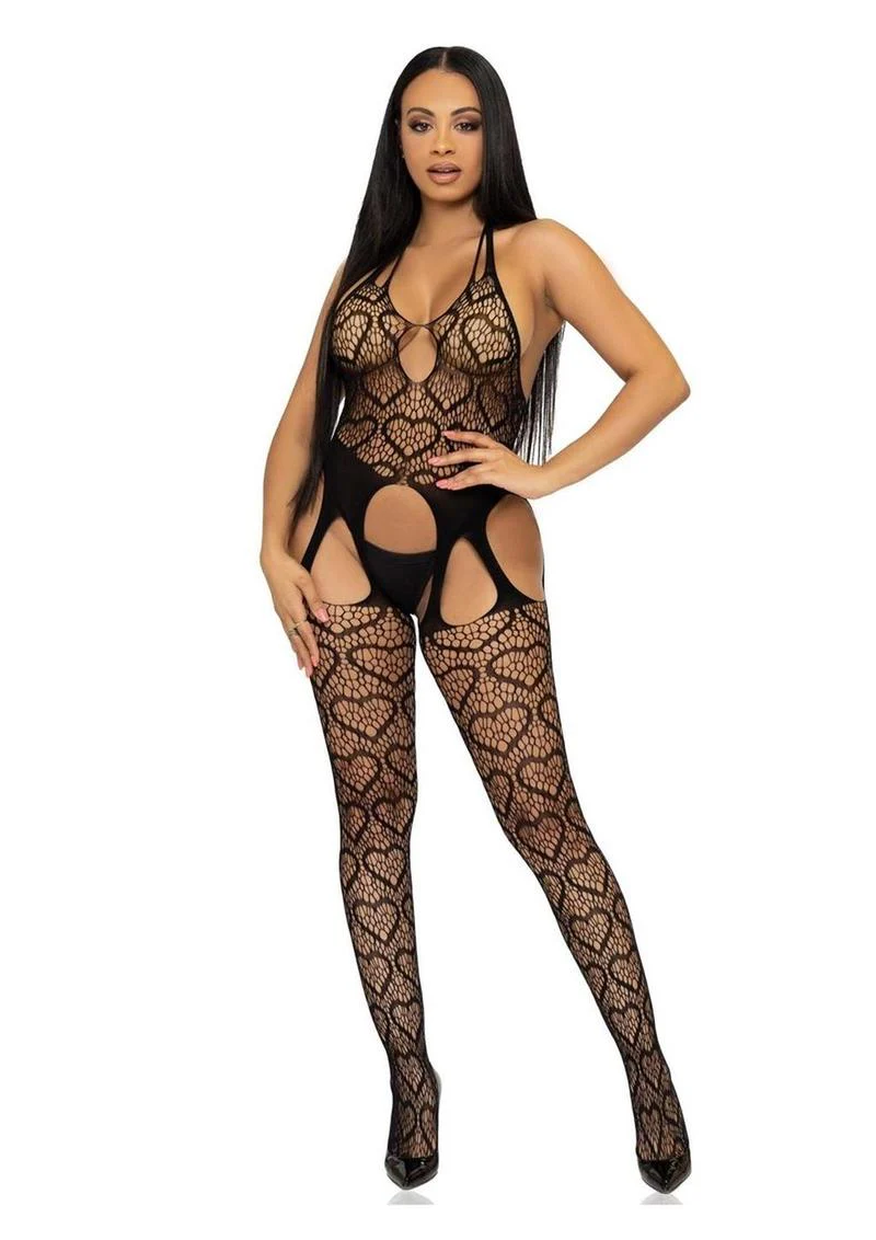 Leg Avenue Seamless Heart Net Suspender Bodystocking - Image 4
