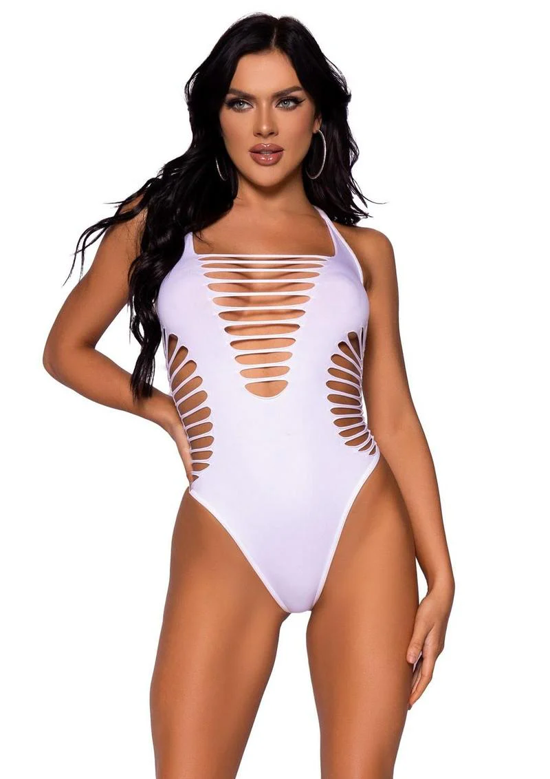 Leg Avenue Seamless Shredded Racer Back Thong Bodysuit - Image 7