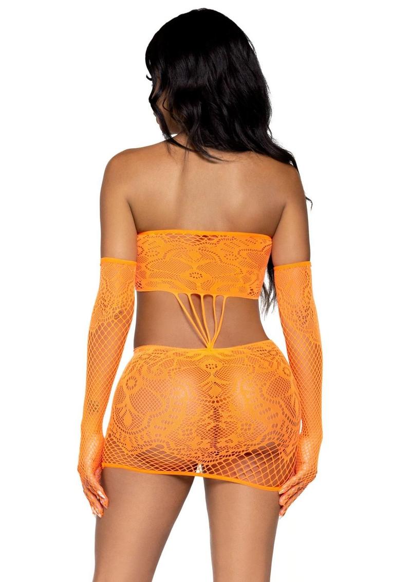 Leg Avenue Strappy Lace Tube Dress and Matching Gloves - Image 5