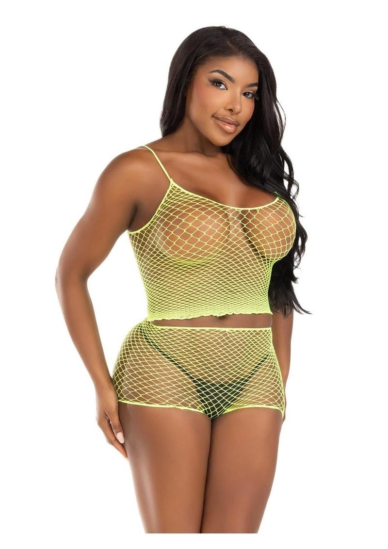 Leg Avenue Twist Net Tank Top and Boy Shorts - Image 2