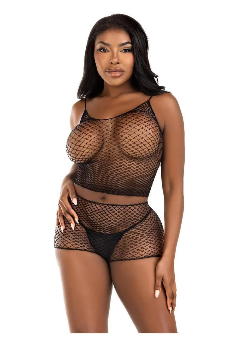 Leg Avenue Twist Net Tank Top and Boy Shorts - Image 5