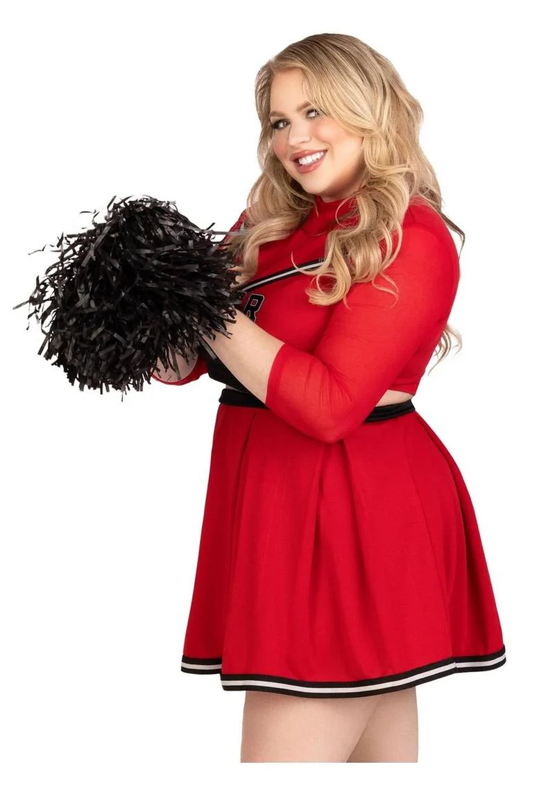 Leg Avenue Varsity Babe Set Crop Top with Cheer Logo, Pleated Skirt, and Pom Poms - Image 7