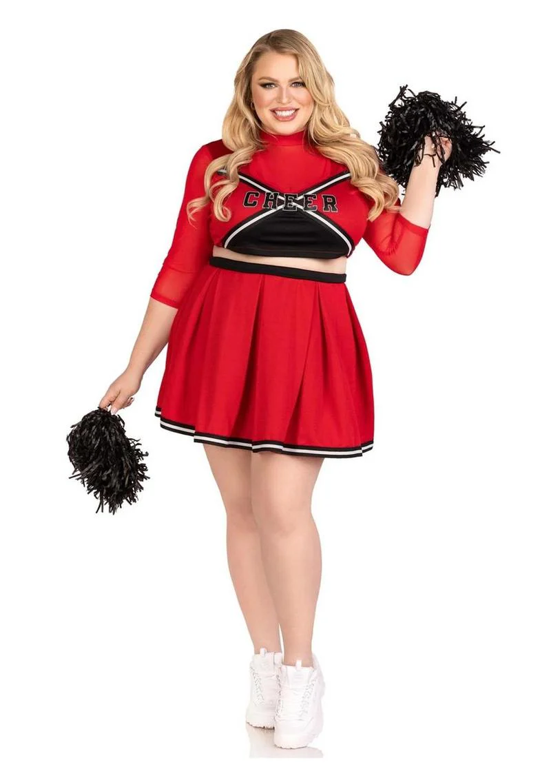 Leg Avenue Varsity Babe Set Crop Top with Cheer Logo, Pleated Skirt, and Pom Poms - Image 9