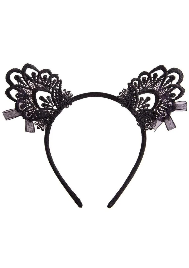 Leg Avenue Venice Lace Cat Ears with Organza Bows - Image 2