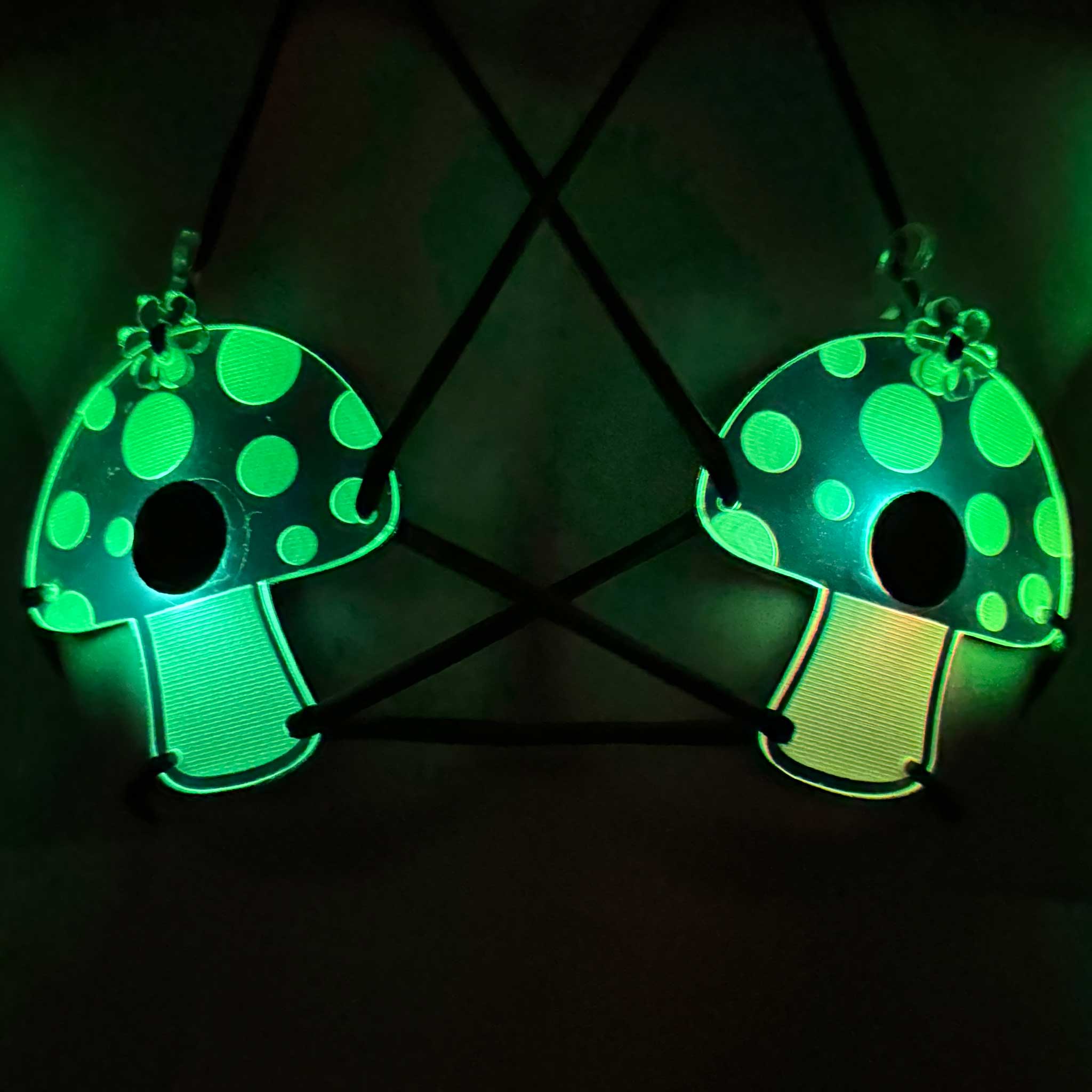 Light Up Green Mushroom Festival Bra - Image 2