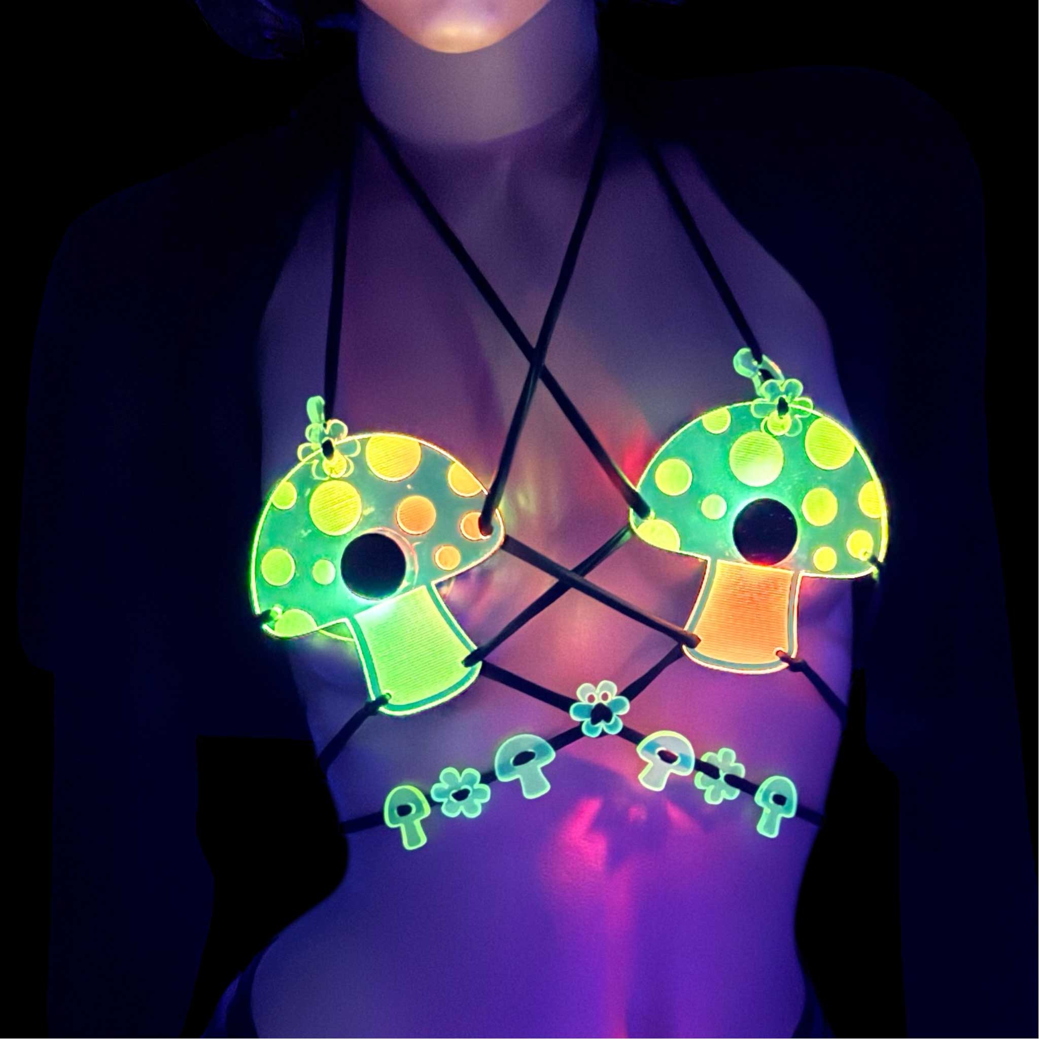 Light Up Green Mushroom Festival Bra - Image 5