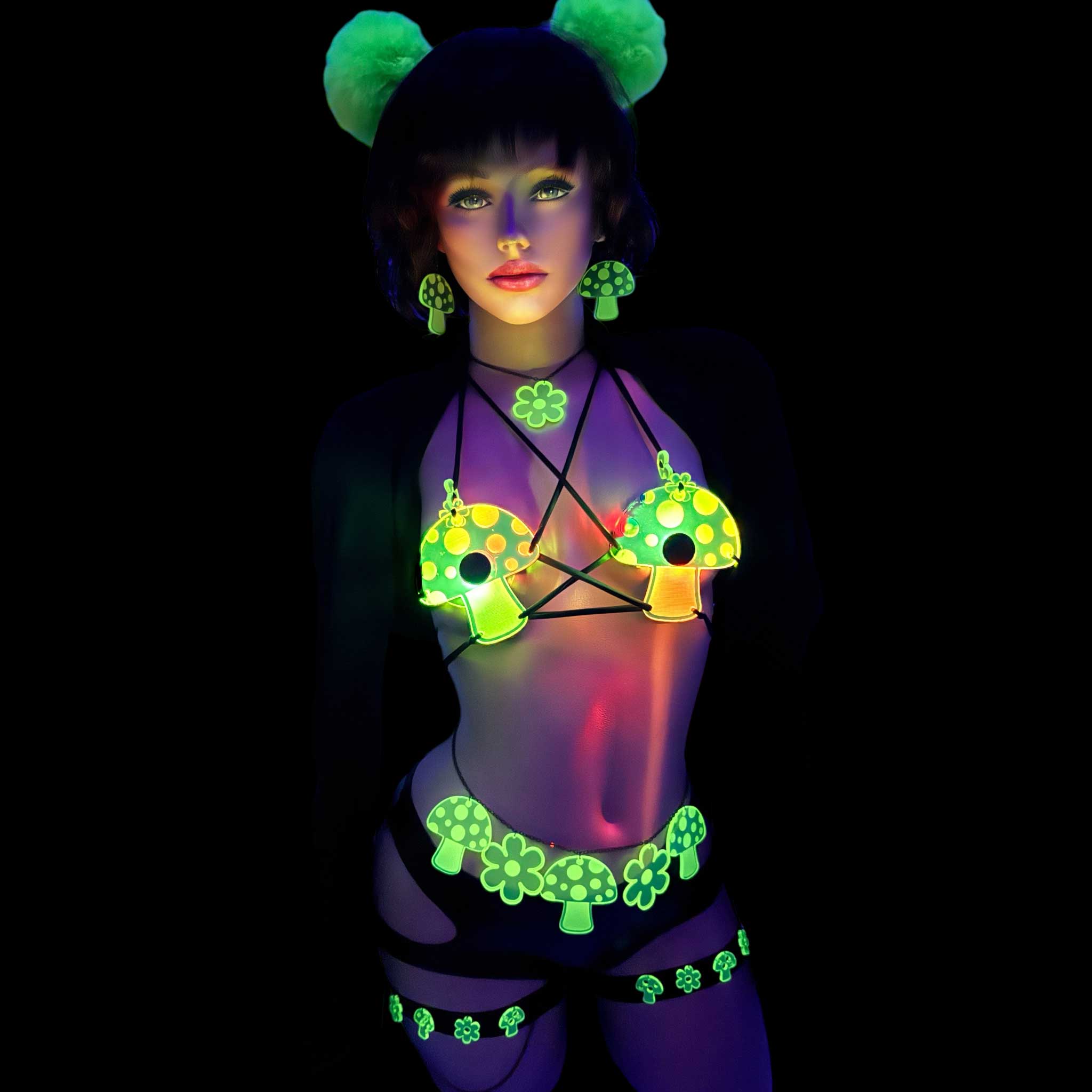 Light Up Green Mushroom Festival Bra - Image 6