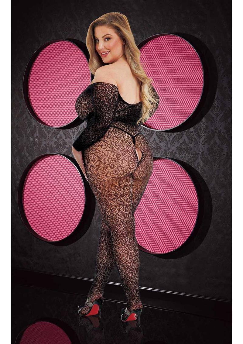 Long Sleeve Lace Bodystocking - Image 2