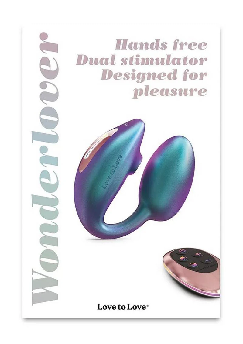 Love to Love Wonderlover Rechargeable Silicone Dual Vibrator with Remote - Iridescent - Image 2