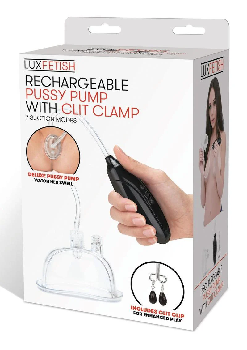 Lux Fetish Rechargeable Pussy Pump with Clit Clamp - Image 2