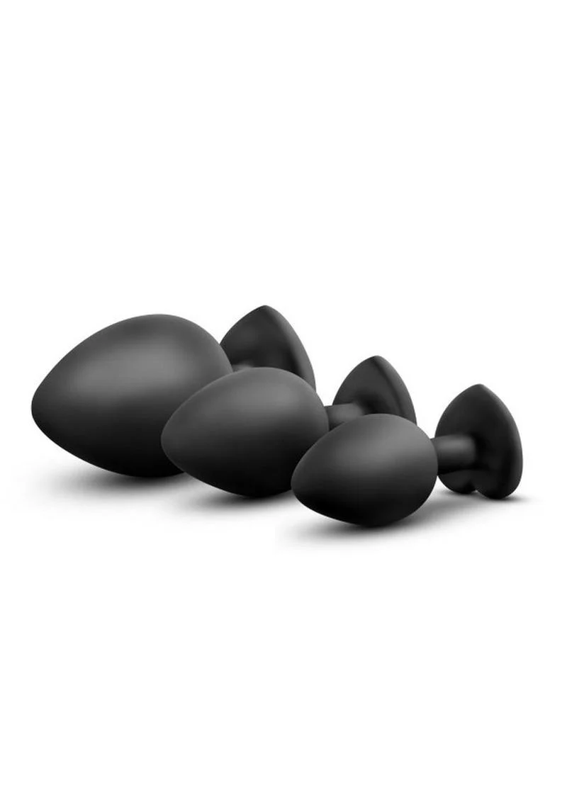 Luxe Bling Butt Plugs Silicone Training Kit with White Gems (3 Size Kit - Image 3