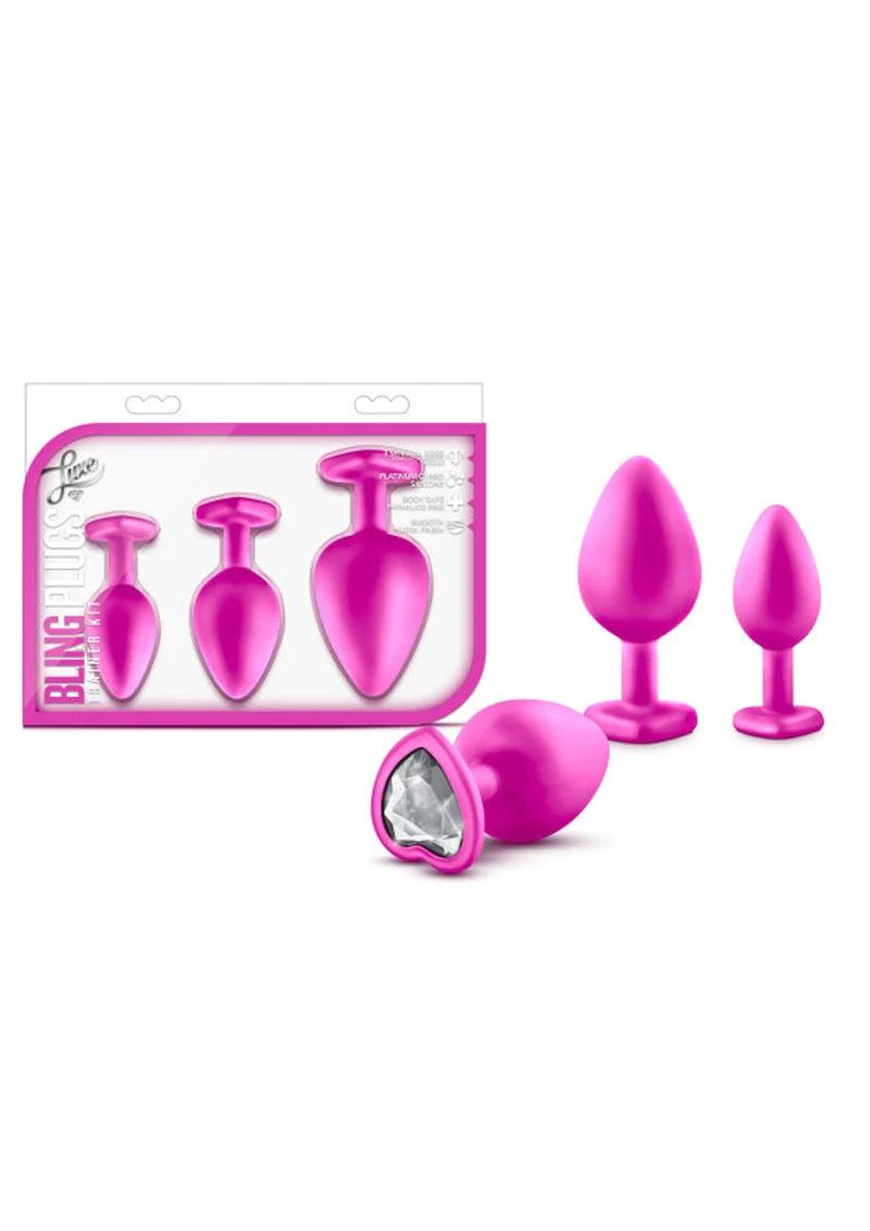 Luxe Bling Plugs Silicone Training Kit with White Gems (3 Size Kit - Image 2