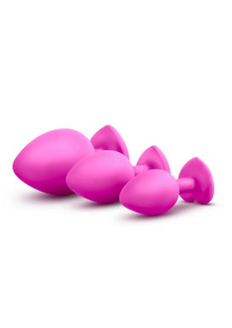 Luxe Bling Plugs Silicone Training Kit with White Gems (3 Size Kit - Image 3